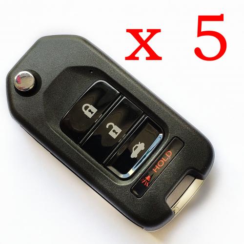 5 Pieces Xhorse Vvdi 3 1 Buttons Honda New Type Universal Remote Control With Blades Logos